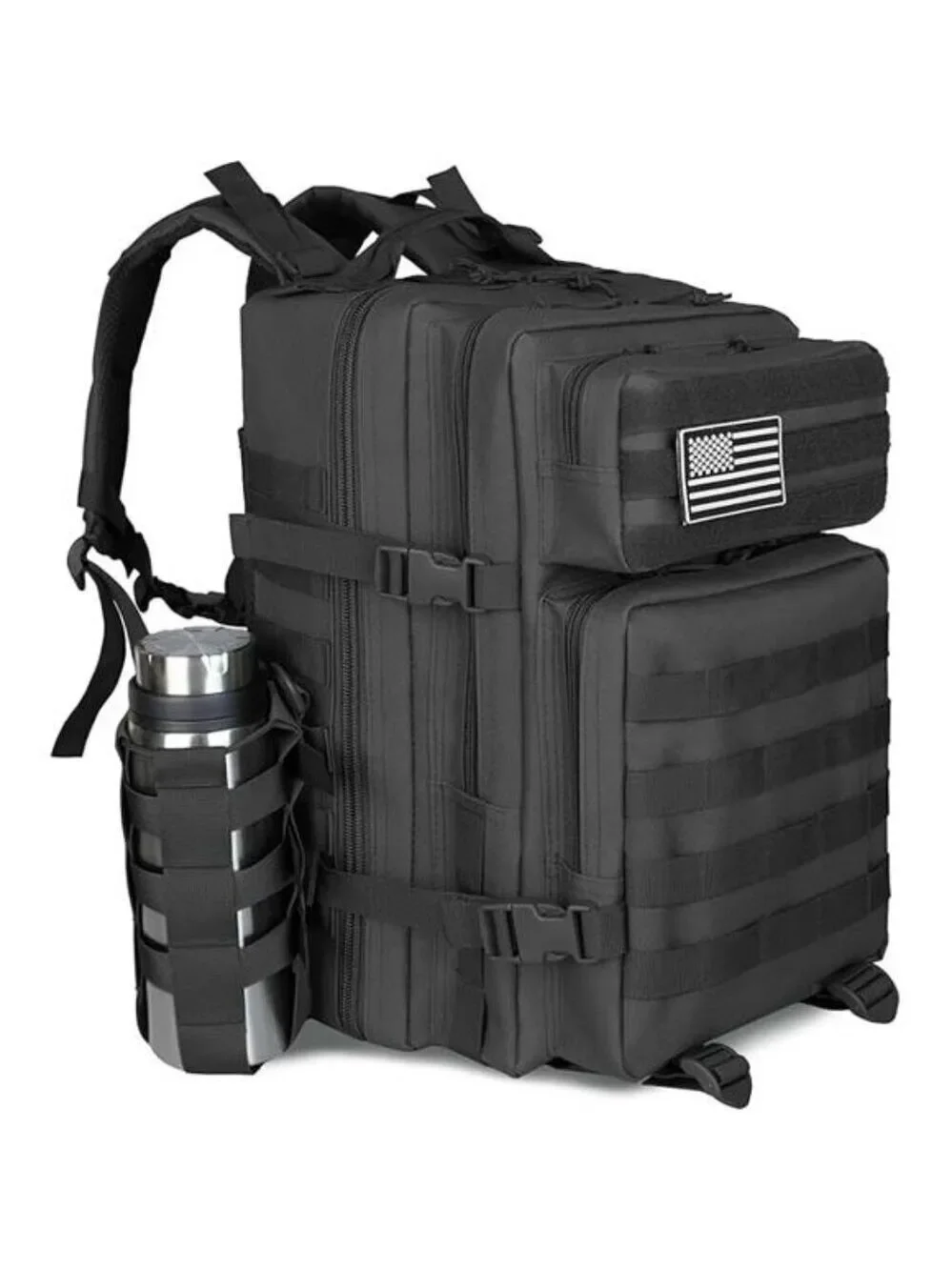 45L Tactical Backpack Molle Military Hiking Camping Bug Out Bag Black Large